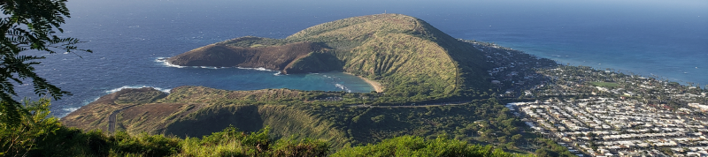Aerial view of Koko Head crater and the Hawaii coastline